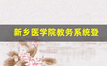 新乡医学院教务系统登录 官网